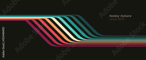 Retro-futuristic 1980s abstract background design with vibrant linear elements. Vector illustration.