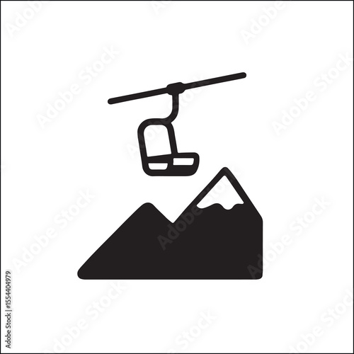 Ski Lift and Mountain Slope Vector Icon
