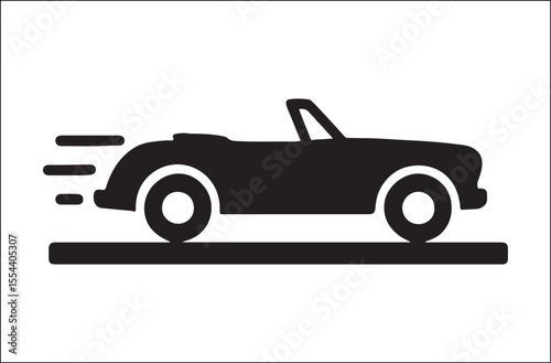 Vintage Convertible Car on Highway Icon