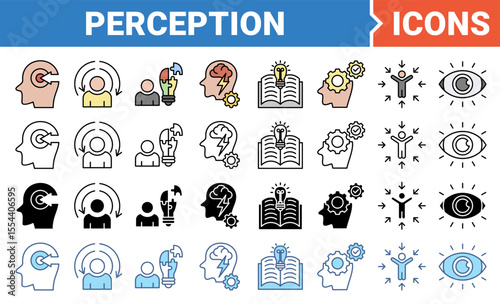 Perception icon set with multiple style collection.
