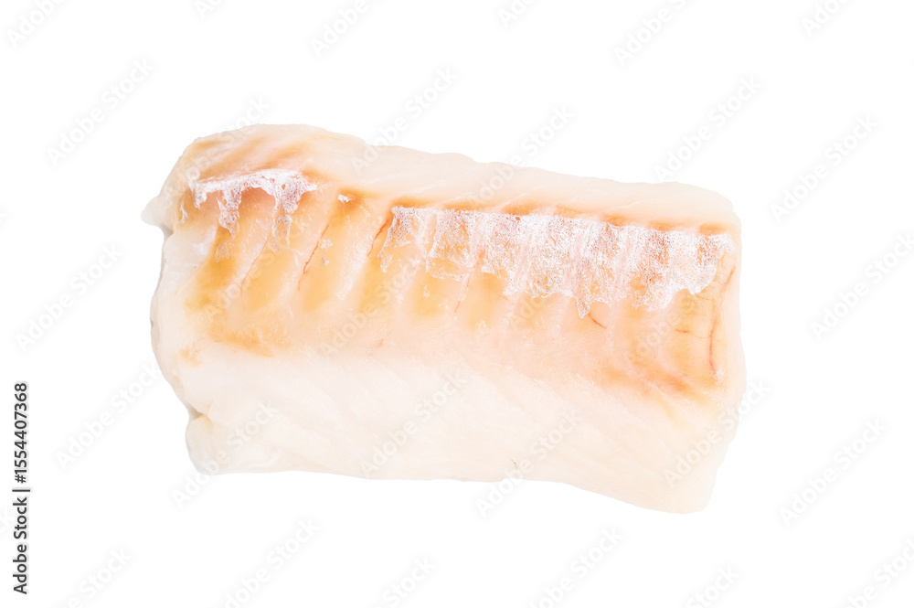 Raw cod fish fillet, ready for cooking Boneless white fish meat isolated on white background Raw cod fish fillet, ready for cooking Boneless white fish meat isolated on white background