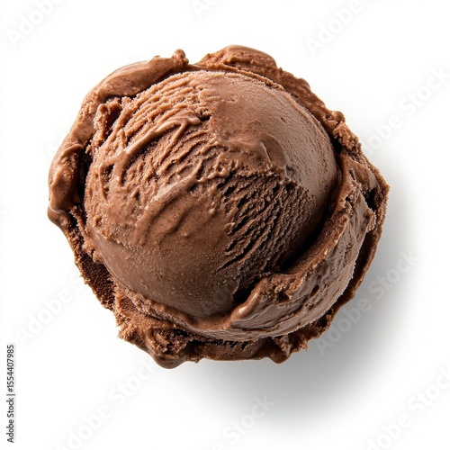 Chocolate ice cream scoop isolated on white background.