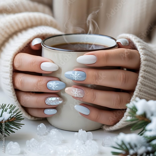 Snowflake Manicure Nailart Design 