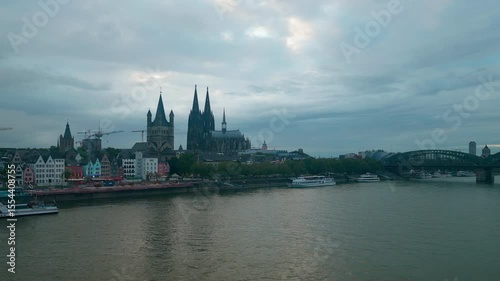 Wallpaper Mural Cityscape of Cologne with the Rhine river and dramatic clouds, Germany. Torontodigital.ca