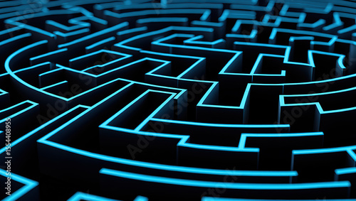 Fractal labyrinth maze with glowing edges and endless depth, mysterious and engaging.