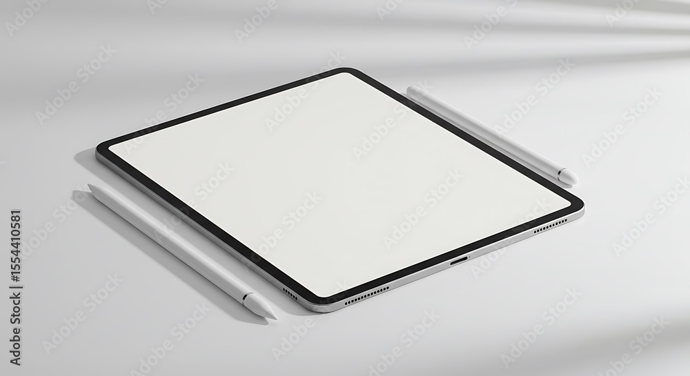 Modern Tablet and Stylus Mockup Blank Screen for Design Presentation Modern Tablet and Stylus Mockup Blank Screen for Design Presentation