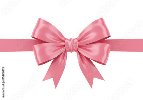 Isolated Pink Satin Ribbon Bow Festive Decoration