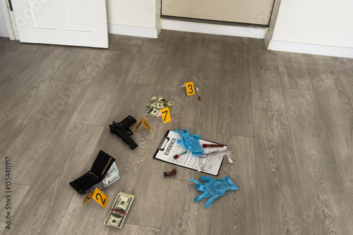 Crime scene investigation - collecting evidence from the crime scene photo