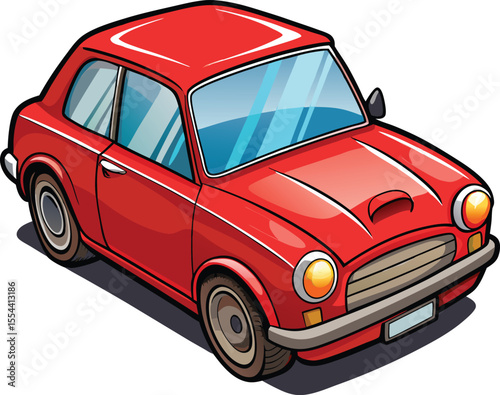 Classic red two door coupe automobile with tinted windows isolated on transparent background