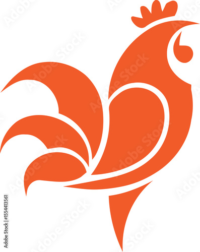 Stylized orange rooster logo for branding and advertising