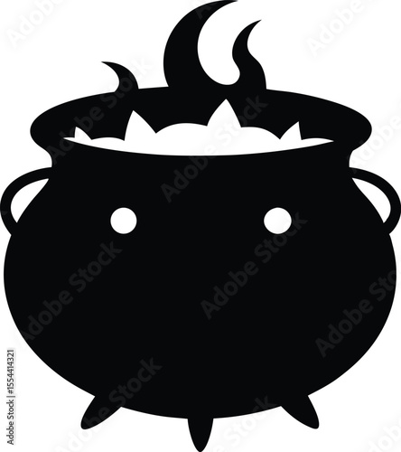 Witch cauldron poison brew silhouette vector, illustration of a cauldron silhouette, cauldron vector illustration, cauldron silhouette, Halloween silhouette isolated vector Illustration