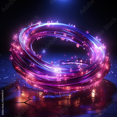 Abstract Torus with Spiral Accents in Magenta Gradient Lighting