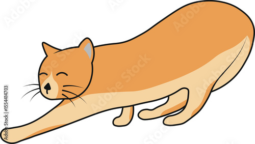 Adorable Ginger Cat Stretching on International Cat Day
