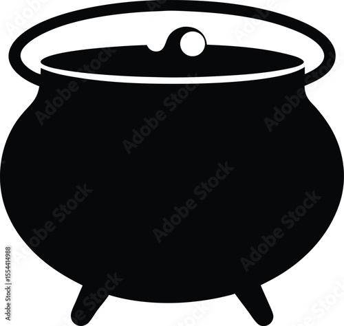 Witch cauldron poison brew silhouette vector, illustration of a cauldron silhouette, cauldron vector illustration, cauldron silhouette, Halloween silhouette isolated vector Illustration