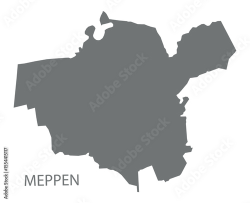 Meppen city map with boroughs grey illustration silhouette shape