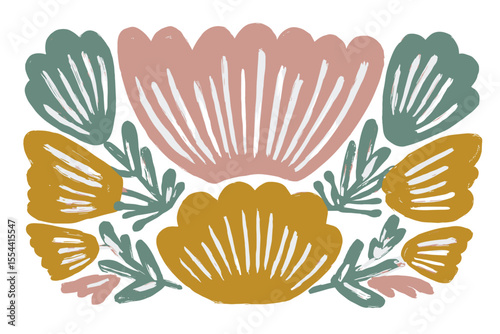 boho style pattern vector illustration shells