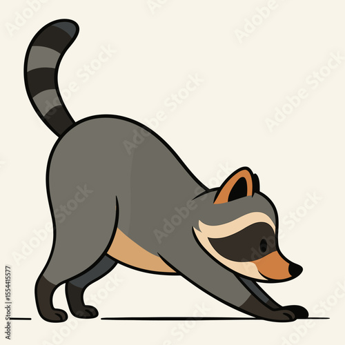 Funny yoga raccoon vector illustration