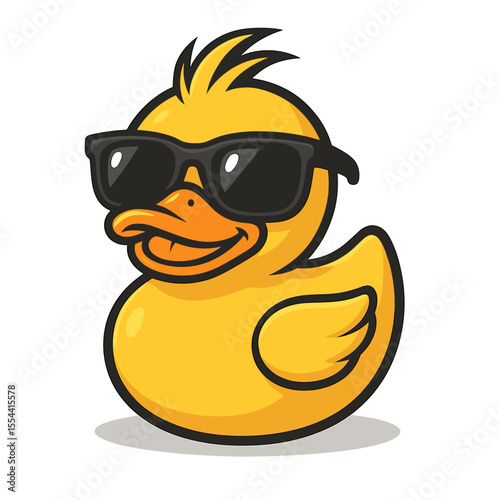 Funny rubber duck wearing sunglasses vector illustration