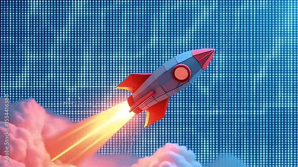 Abstract Rocket Launch: Low Poly Space Design