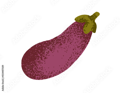 Aubergine, natural healthy food. Whole purple eggplant icon, fresh ripe farm vegetable. Organic veggie produce, vitamin crop, harvest. Flat graphic vector illustration isolated on white background