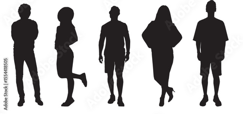 people in summer cloths silhouette