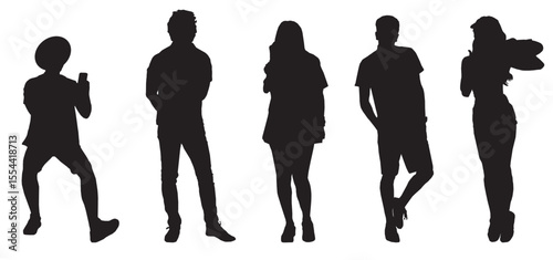 people in summer cloths full isolated silhouette