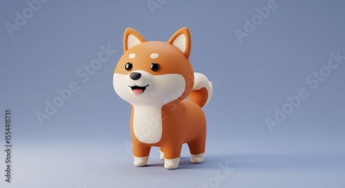 Adorable 3D Render of a Shiba Inu Puppy Dog, Cute Cartoon Canine Character Design, Digital Art Illustration