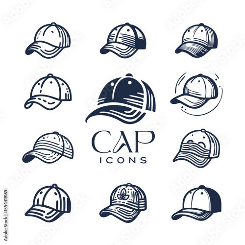 Cap Vector icon Set