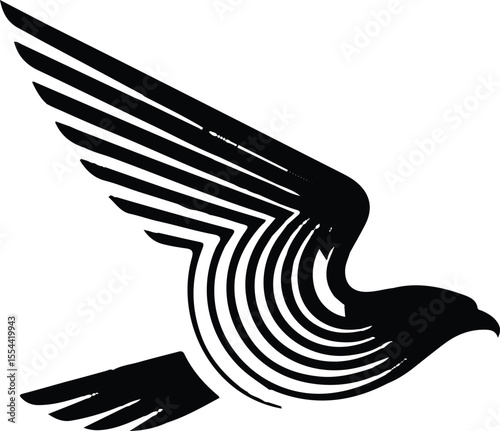 A minimalist logo design silhouette of a falcon