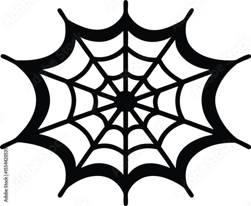 Halloween spider web hanging black silhouette vector illustration