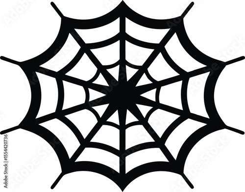 Halloween spider web hanging black silhouette vector illustration