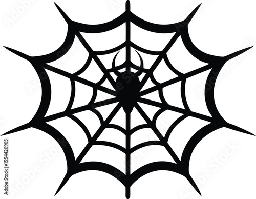 Halloween spider web hanging black silhouette vector illustration