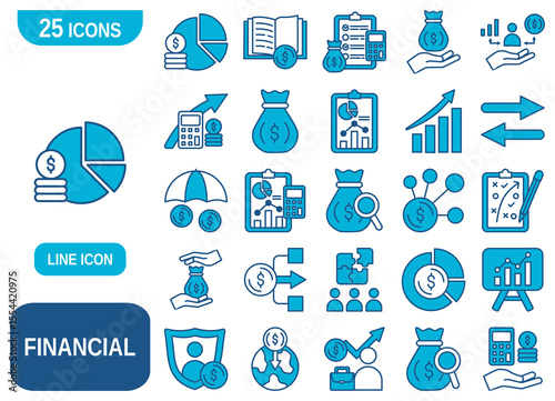 A comprehensive set of 25 icons representing various financial concepts. 