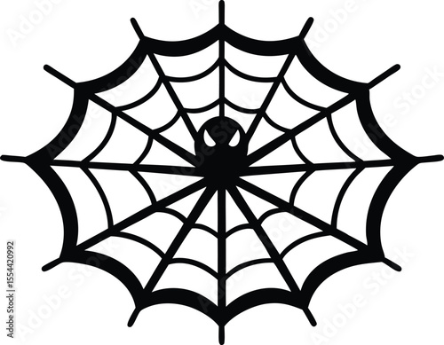 Halloween spider web hanging black silhouette vector illustration