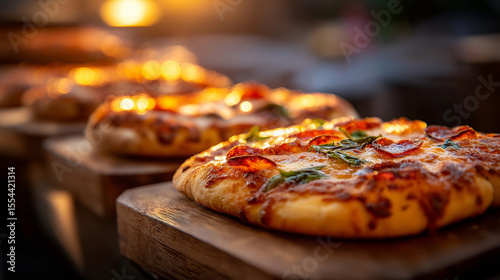 Wallpaper Mural Goldbraune Pizza mit geschmolzenem Käse wird aus dem Ofen geholt, italienische Küche Torontodigital.ca