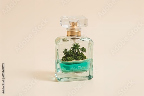 Miniature Island Inside a Transparent Perfume Bottle