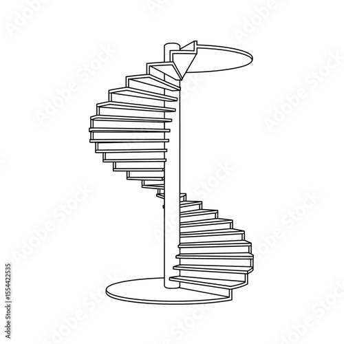 Modern spiral staircase with clean lines and a central pole