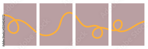 Set of color abstract banner with curvy line and motivational phrase. Background with scribble squiggle. Wave line art . Vector Illustration . 