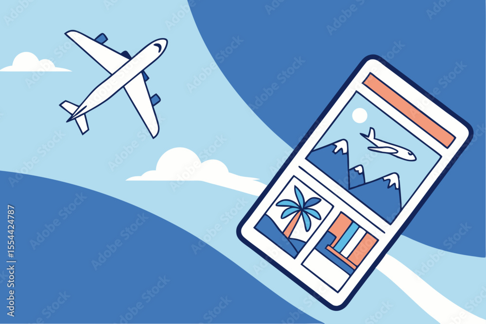 Fototapeta premium Design of banner, website for booking tickets on flight