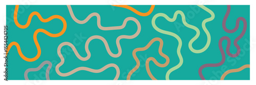 Set of color abstract banner with curvy line and motivational phrase. Background with scribble squiggle. Wave line art . Vector Illustration . 