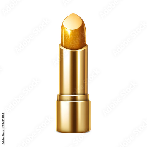 Shimmering gold lipstick stands out against a clean white backdrop