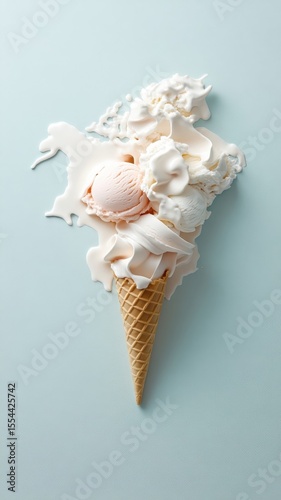 World map made of ice cream with different flavors representing continents.