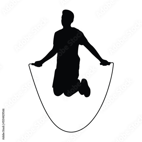 Silhouette of a Person Jumping Rope for Fitness and Exercise