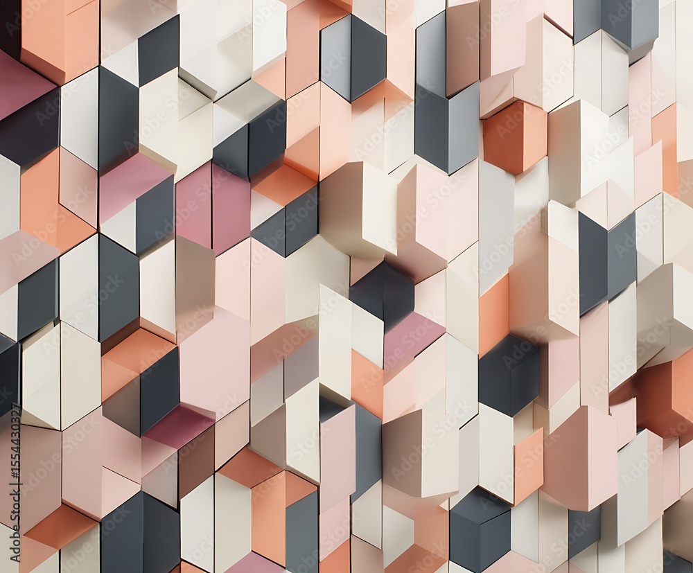 Obraz premium Abstract arrangement of elevated hexagonal prisms