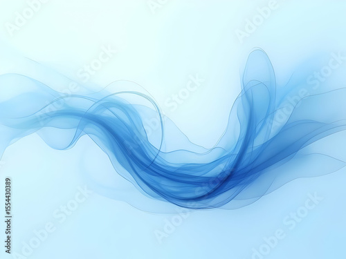 Abstract Digital Artwork Featuring a Flowing Stream of Semitransparent Light Blue and Dark Blue Hues Against a Pale Blue Background Creating a Serene and Ethereal Visual Effect