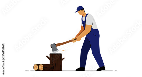A Lumberjack Chopping Wood A Vigorous Display of Strength and Skill