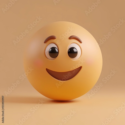 Cheerful yellow emoji on neutral background