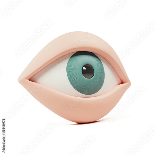 3D green eye on white background