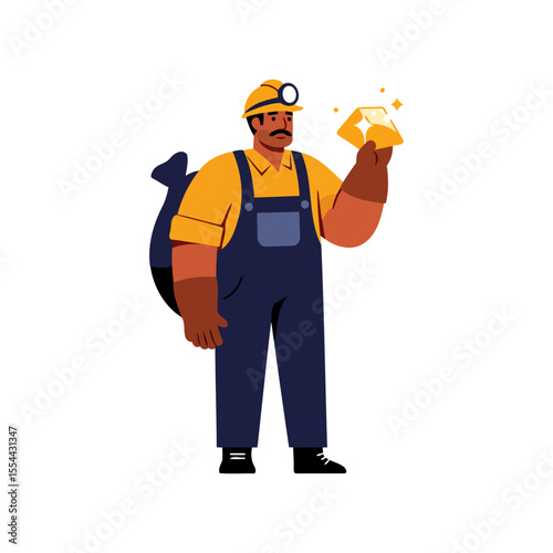 Miner Holding a Sparkling Diamond A Vibrant Illustration