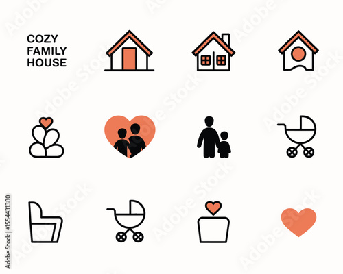 modern wedding essentials icon set in clean vector line style on white background